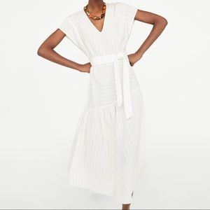 NWT Zara Striped Cream & White Dress